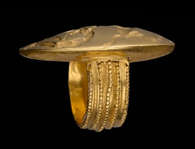 Seal ring depicting a bull-leaping scene, late Minoan, c.1500 BC by Minoan